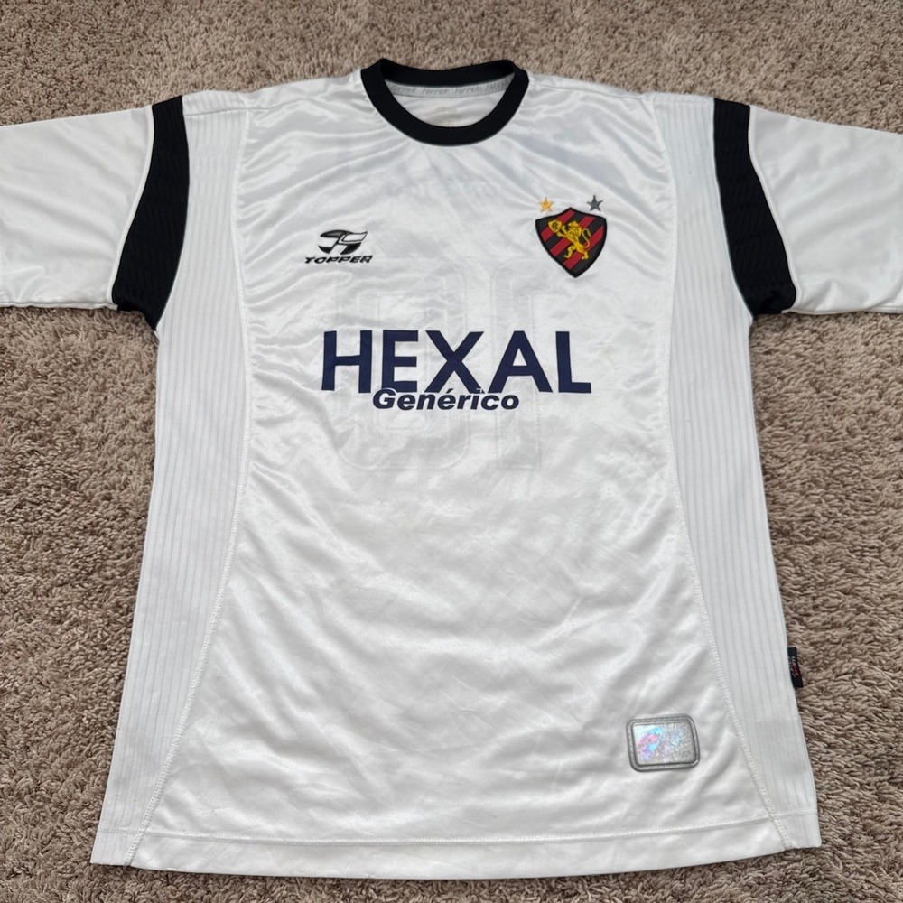 Vintage 2002 Topper Sport Club do Recife Brazil Soccer Jersey #10 White Large